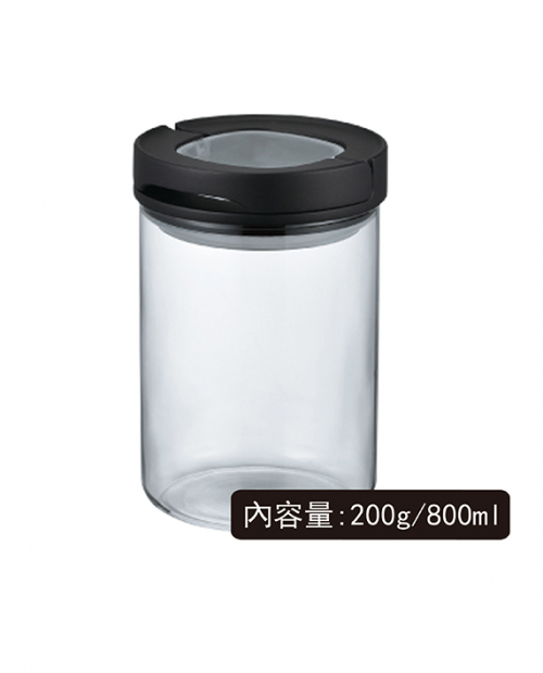HARIO 玻璃密封罐 咖啡豆罐 保鮮罐 MCN-200 (黑)